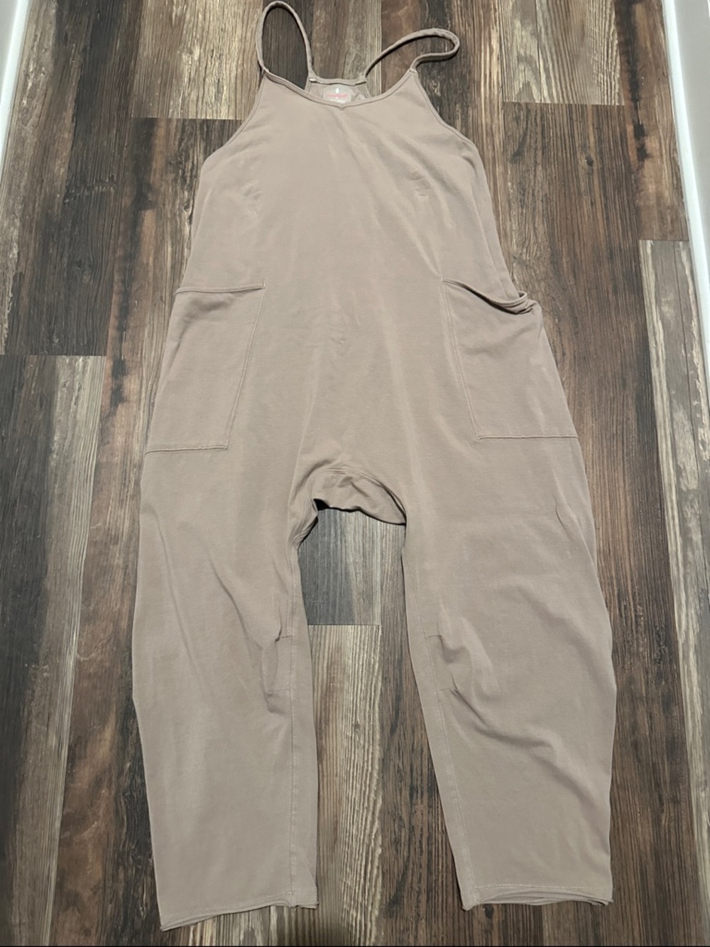 FP Movement by Free People Khaki /Taupe Relaxed Cotton Hot Shot Onesie Jumpsuit